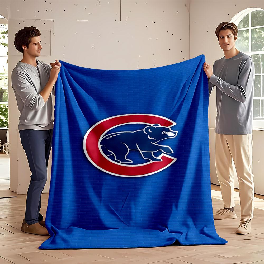 Blue Bear Logo on Red and White C print blanket soft and cozy perfect for the living room bed sofa or a nap,gift