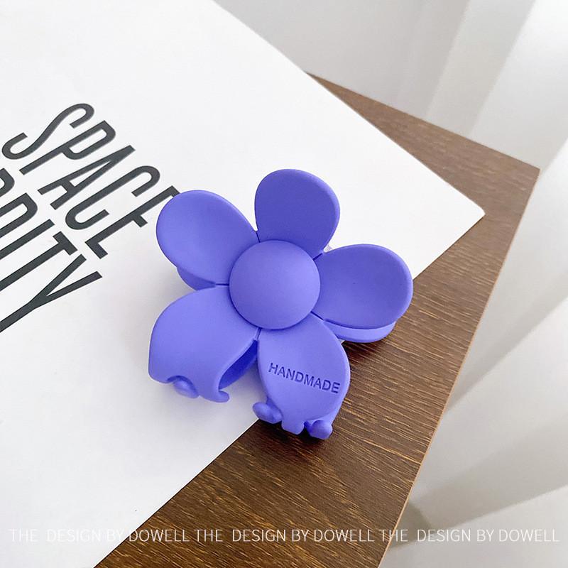 Stunning Floral Design Korean Style Hair Claw Clip In Lemon Yellow Deep Purple And Sky Blue