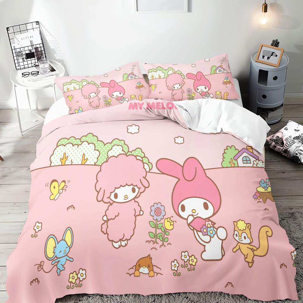 My Melody Серия Sanrio Комплект постельного белья Comforte Luxus 3 предмета 1 пододеяльник Изысканный подарок на день рождения 100% Полиэстер Домашний декор