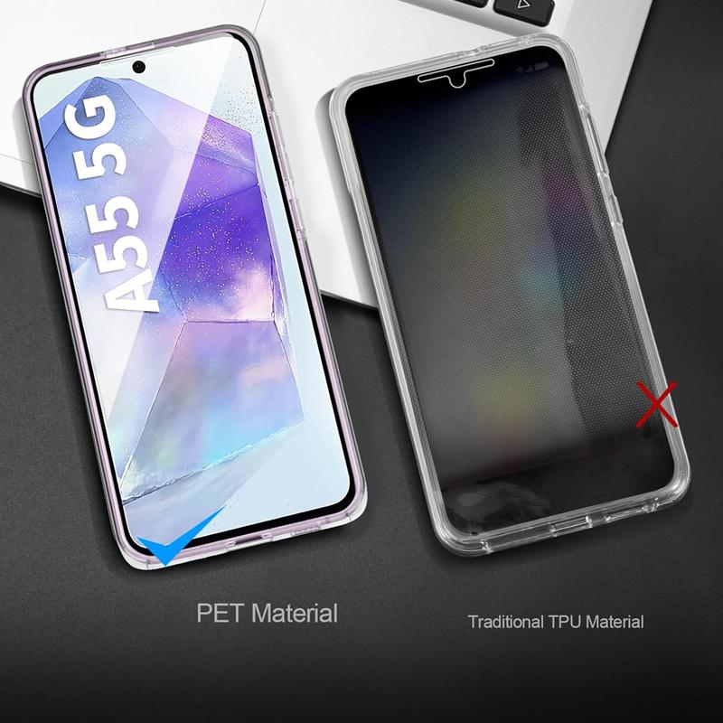 Защитный чехол на 360 градусов для телефона Samsung Galaxy A55 A05S A15 A25 A35 A54 A04S A14 A24 A34 5G S22 S23 S24 Ultra Plus, двойной прозрачный мягкий чехол