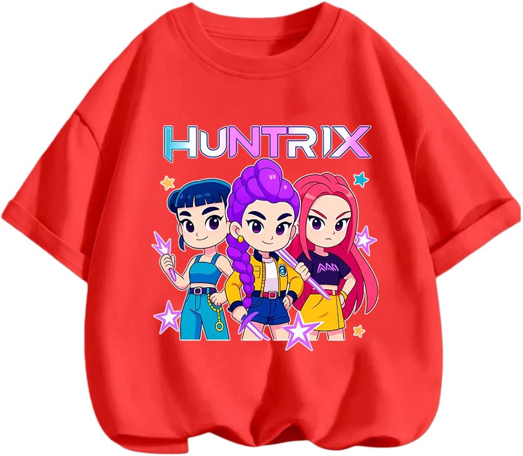 Stylish Urban Street Kpop Print T Shirt Summer Kawaii Casual Everyday Wear Children Round Neck Short Sleeve Top