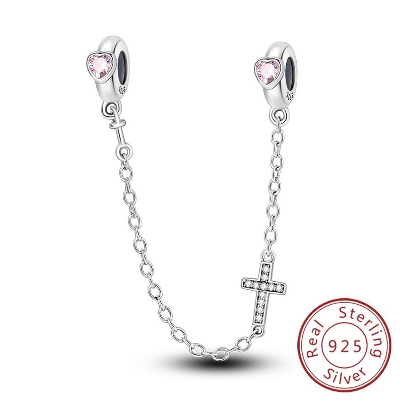 New Original Safety Chain Clasp Clip Charm Bead Copper Heart Bow Star Moon Fit Bracelet Diy Woman Girl Jewelry Gift