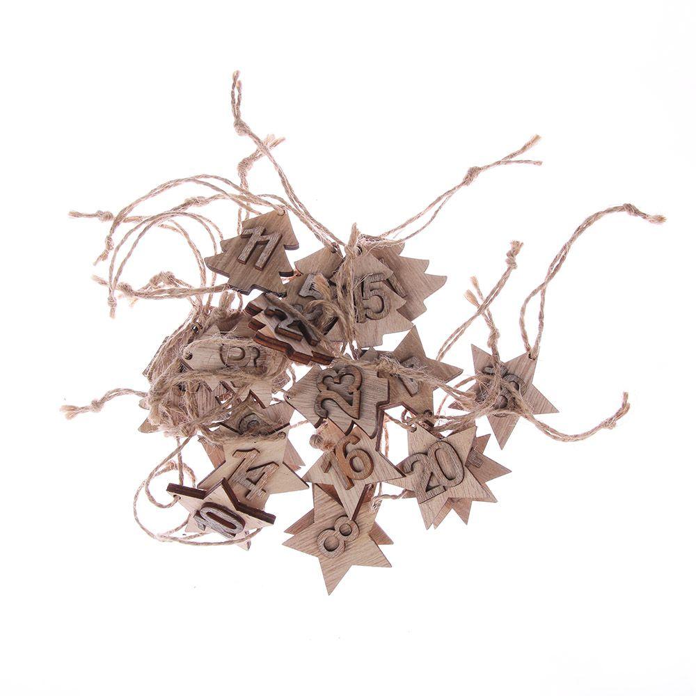 Clips Gift Bags Decor Wooden Pendant Christmas Advent Calendar Countdown Hanging Tags Number Label