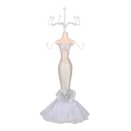 Mini Manikin Jewelry Stand Lady Mannequin Jewelry Organizer with 8 Hooks 2 Tier Necklace Bracelet Earring Ring Holder Display Stand