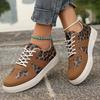 Fashion 2025 New Casual Board Shoes Autumn and Winter Pine Shoes Women Leopard Print Front Strap Thick Soled Women's Shoes