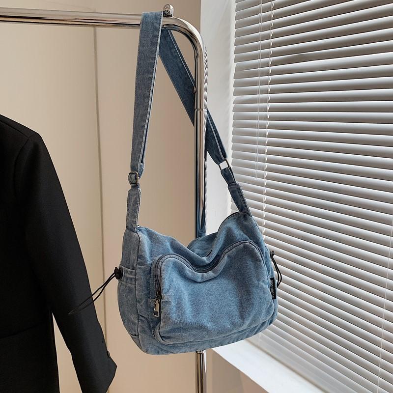 Женская повседневная сумка-сатчел через плечо, женская маленькая джинсовая винтажная сумка-мессенджер, регулируемый ремешок, повседневная сумка-тоут, многофункциональная шикарная сумка-хобо