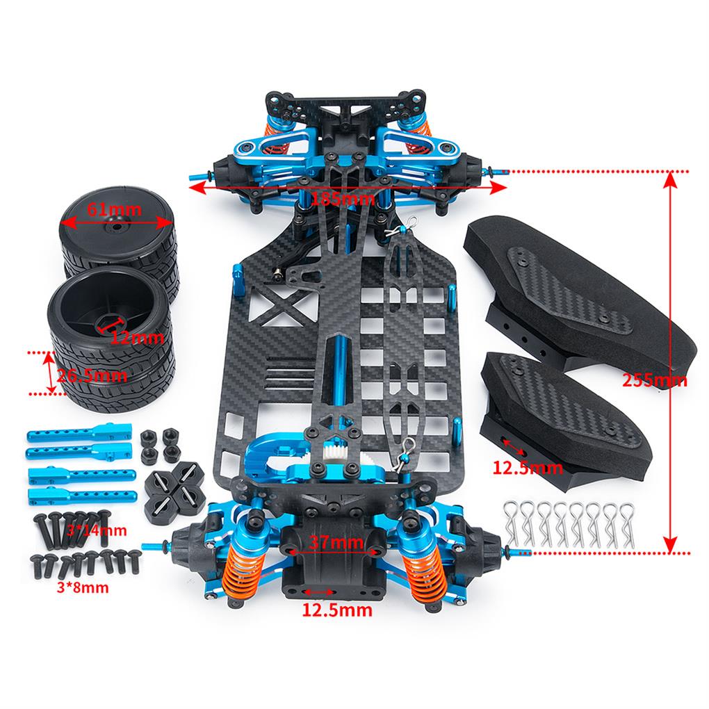 1/10 Carbon Fiber Car Frame For 1/10 TT02 Aluminum Alloy / Plastic Chassis Frame RC Car Part
