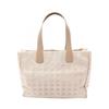 Used CHANEL New Travel Line MM Tote Bag leather Nylon canvas Beige Used Women