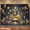 2D плоский баннер 1 шт. Празднование 30-летия - Золотой юбилей Украшенный Шампанским Цветочными украшениями - Свадьба День Рождения