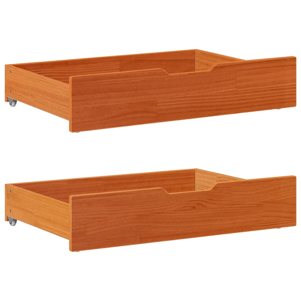 Bettschubladen 2 pcs Wax Brown 80 x 55 x 17 cm Solid Pine Wood Drawer Set