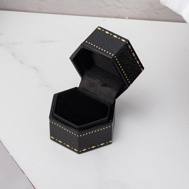 Patterned Ring Box European Earrings Organizer Ring Holder Case Luxurious Hexagon Jewelry Box For Dressing Table Gift For Women
