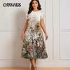 Summer Women's Plus Size Dress Floral Printed Short Sleeve Dresses
