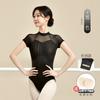 Womens Ballet Leotard Short Sleeve Turtleneck Dancewear Adult Training Performance