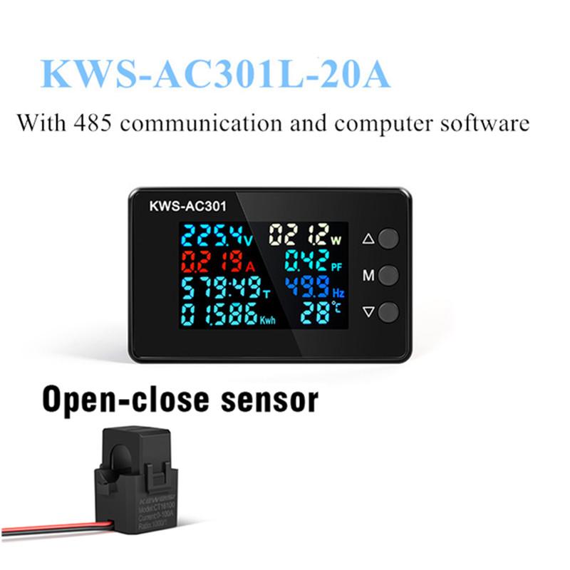 8-в-1 AC Ваттметр KWS-AC301 Вольтметр 50-300В 0-100А Цифровой Амперметр Электрический счетчик Специализированный чип Детектор мощности
