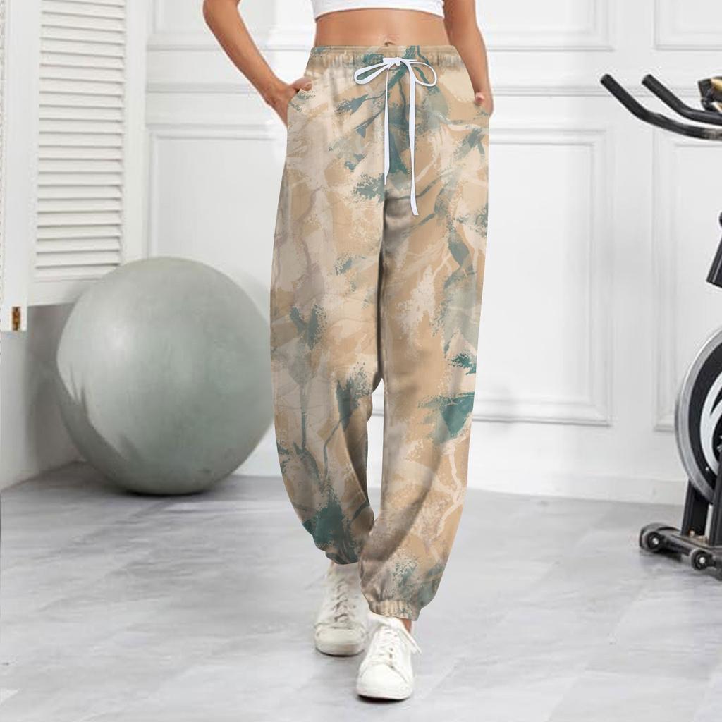 Women's Casual Fashion Sweatpants Dead Leaves Printed Casual Pants