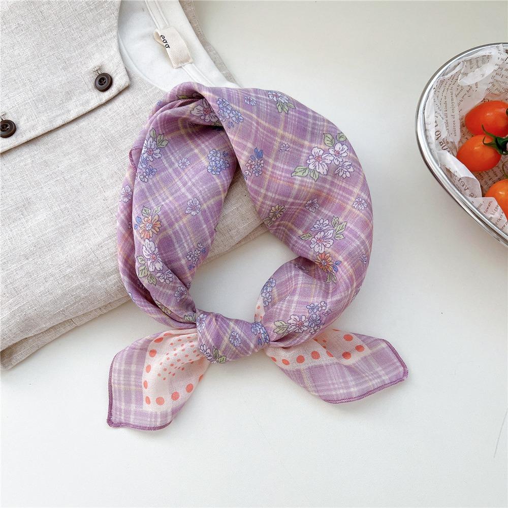 Flower Cotton Linen Print Scarves Cashew Printed Silk Scarf All-match Small Square Scarf Women