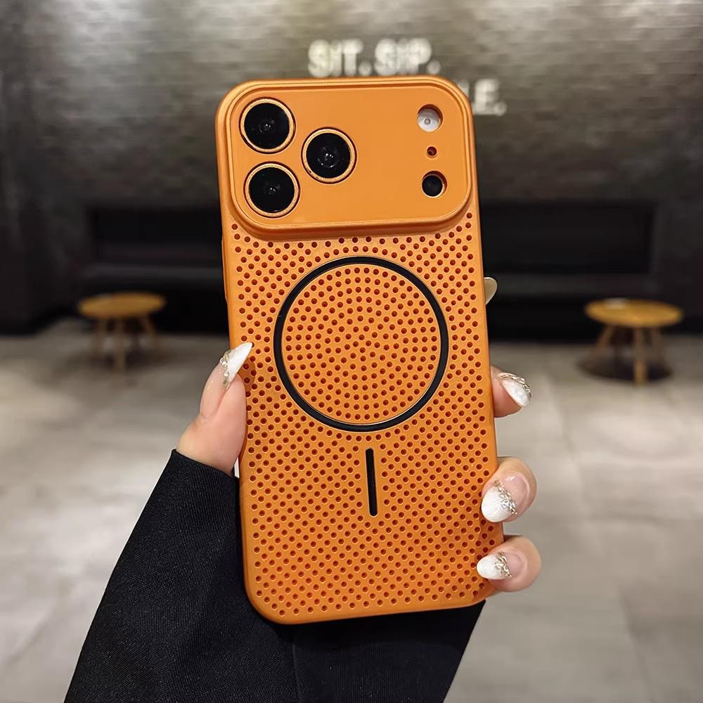 Чехол для iPhone 17 Pro Max, ледяной алюминий, магнитная сетка, с вентиляцией, теплоотводом и защитой от падений