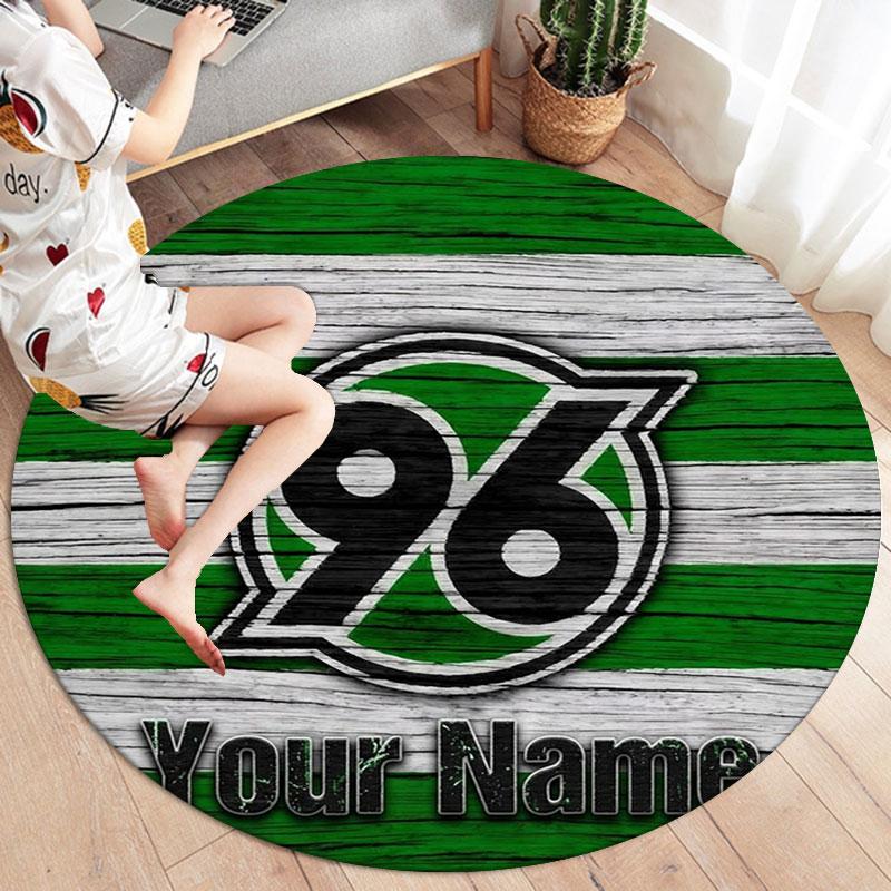 Hannover 96 Custom Name Round Area Rug,Carpet Rug for Living Room Bedroom Sofa Playroom Decor,Non-slip Floor Mat