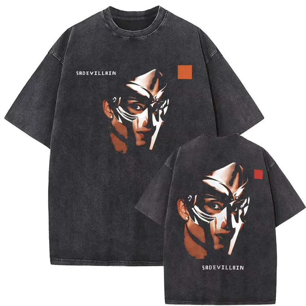 Стирка Винтаж Рэпер MF DOOM MM FOOD Графический Принт Футболка Мужская Повседневная С Коротким Рукавом
