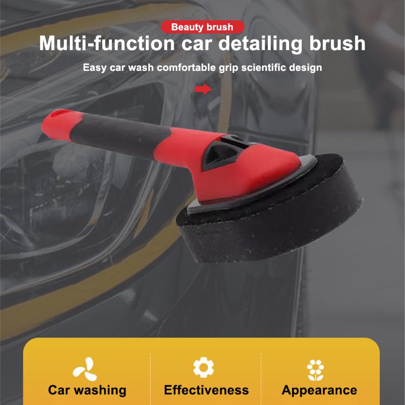 Car Tires Sponge Waxing Polishing Brush with Handle Car Tire Tyre Wheel Polish Brush Dust Remover Detailing Clean Tool