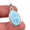 Подвеска из чистого серебра 925 пробы с драгоценным камнем Natural Republic Ларимар ручной работы 1,50 дюйма s6w71