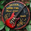 Retro Metal Music Wall Sign When Words Fail Music Speaks Guitar and Notes Vintage Quote Plaque for Bar Cafe Studio Home Decor