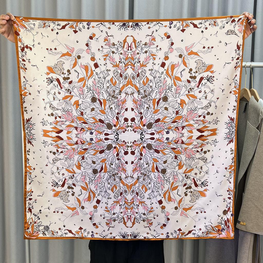 Шелковый твиловый шарф Silk Road в черно-белом французском стиле для весны/лета