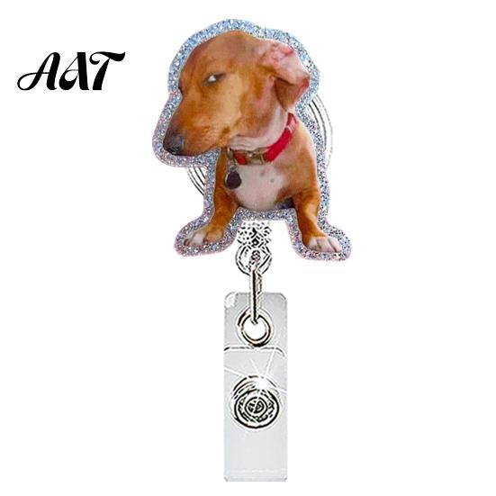 Cute ID Badge Holder Nurse Reel, Funny Retractable Glitter Acrylic Name Tag with Student Clip, Sparkly Card for Teachers Staffs Decorative Reel