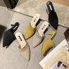 20 New Slippers Women's Fashion Woven Retro Half Slippers Pointed Head Bag Head High Heel Stiletto