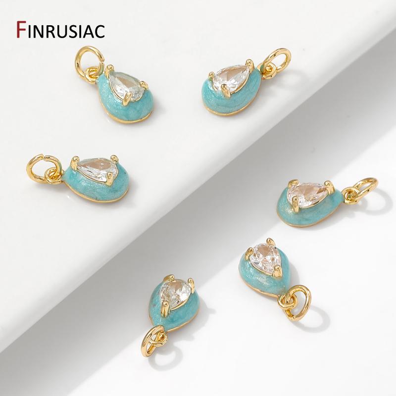 Позолоченная латунь 14K, разноцветная эмаль, цирконы, подвески-капли, подвески для украшений, аксессуары для изготовления ожерелий и браслетов своими руками