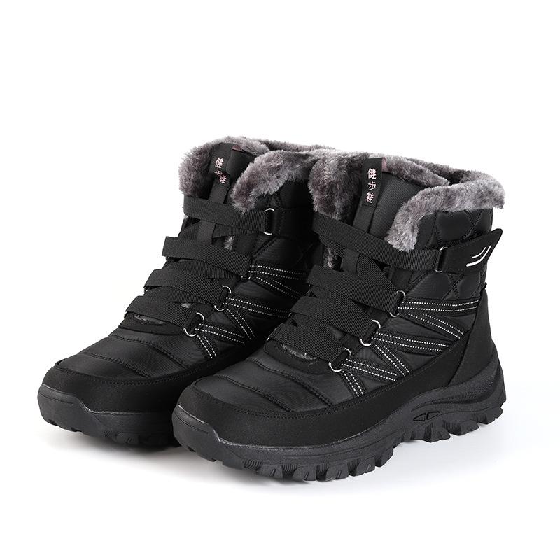Зимние теплые ботинки для женщин, водонепроницаемые, на шнуровке, с подкладкой из искусственного меха, до середины голени, женские нескользящие высокие ботинки для походов на открытом воздухе