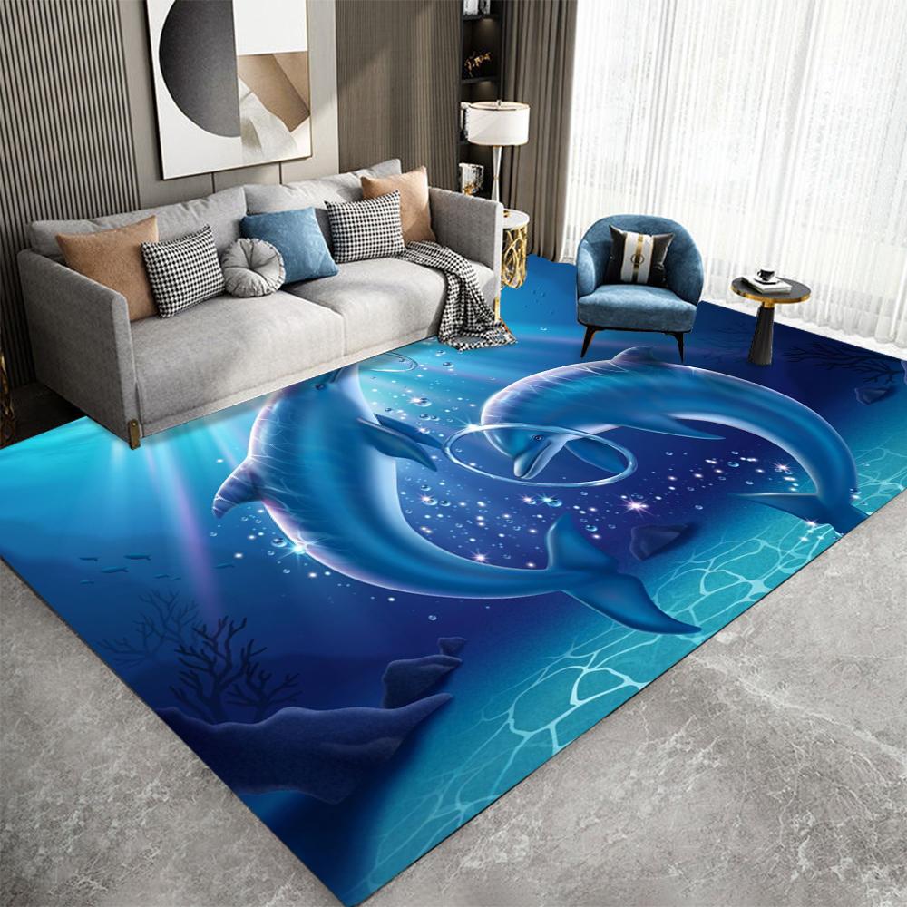 3D Морские животные Подводный мир Красочный ковер Машинная стирка Ковер Идеально подходит для Спальни, Гостиной, Кухонный коврик