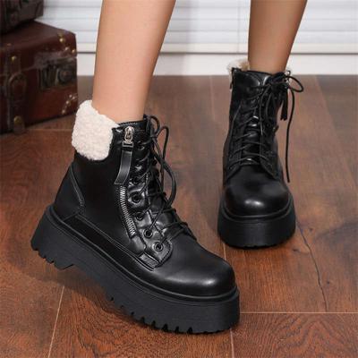 Ретро ботинки Мартина с круглым носком женские зимние бархатные утепленные теплые сноубутсы новая толстая подошва хлопковая обувь