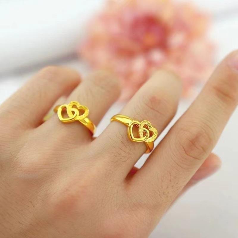 Internet Celebrity Anti-Sand Gold Double Love Adjustable Open Index Finger Ring