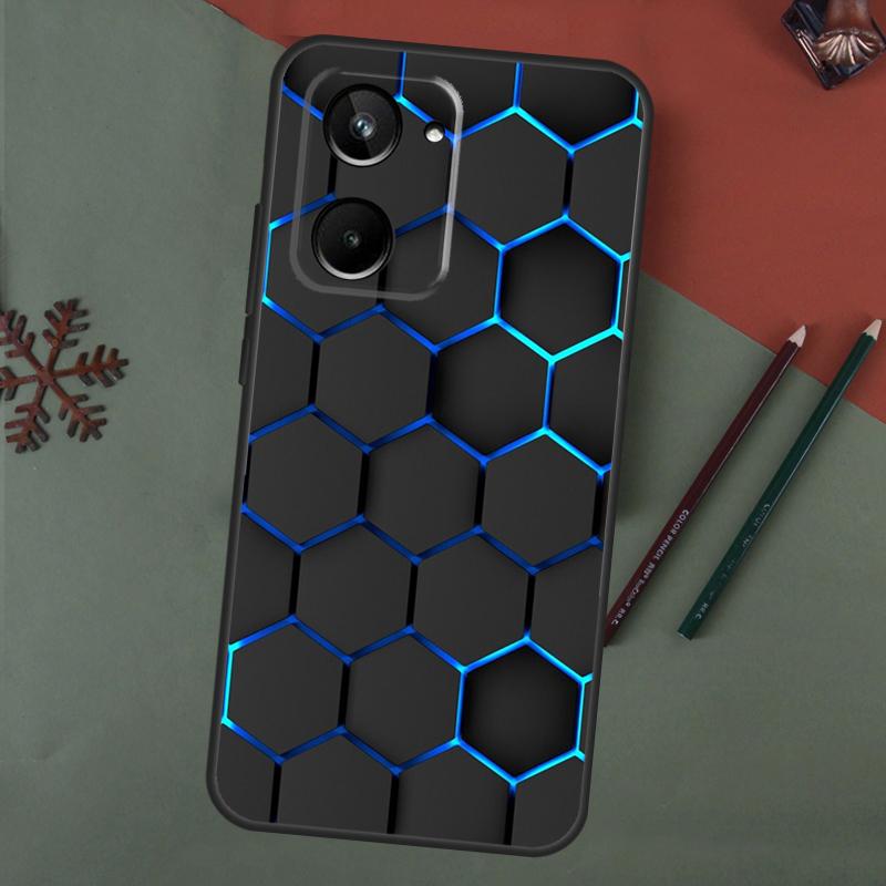 Футуристичный неоновый чехол из углеродного волокна для Realme C75 C65 C67 C71 C63 C61 C55 C51 C53 C35 11 12 13 14 15 Pro Plus GT6 GT7 Pro
