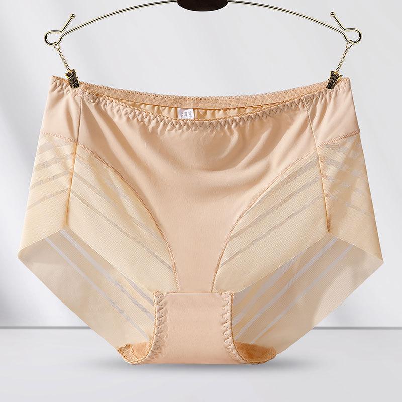 Sexy Mid-Waist Women's Briefs Light Waist Hip-lifting Underwear Striped Mesh Breathable Women's Underwear