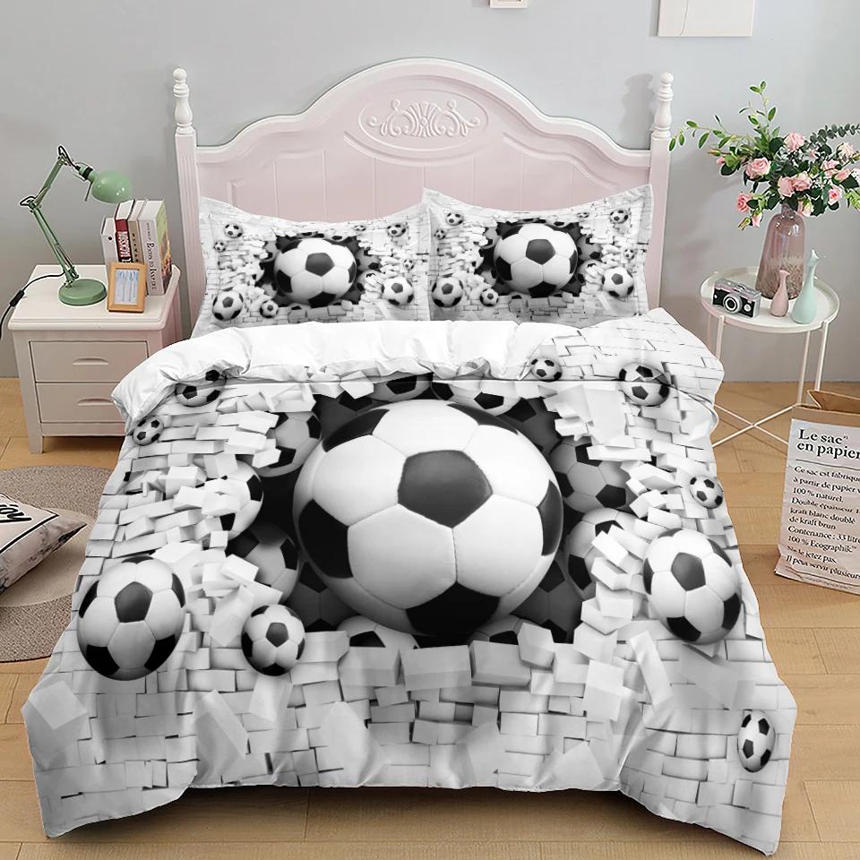 Football Duvet Cover Collection 3D Soccer Printed Boys Teens Bedding Collection Sports Theme Double Queen King Size 23Pcs Comforter Cover