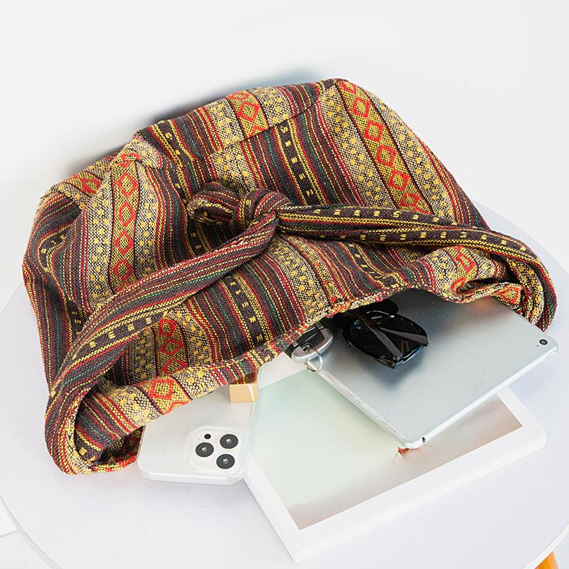 Контрастная цветная напечатанная богемная этническая сумка-тоут вместительной минималистской женской сумки через плечо