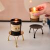 Round Golden Scented Candle Tray, Home Ironwork Decorative Item, Small Candlestick