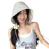 Летняя женская новая шляпа-панама в французском стиле с широкими полями, элегантными полосками и защитой от солнца