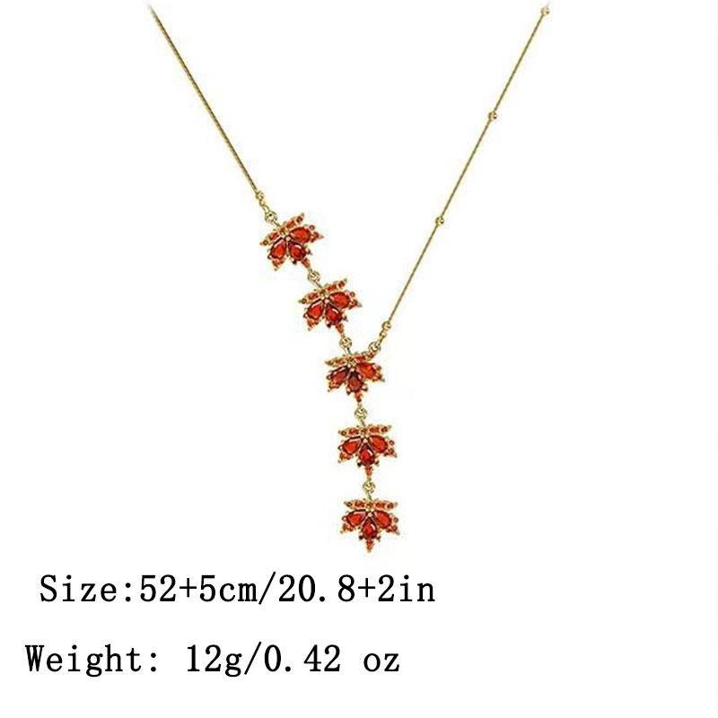 Модный темперамент изысканный роскошный красный циркон кленовый лист кулон ожерелье женский ARI