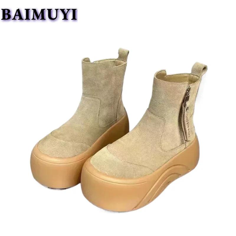 Ботинки на платформе с леопардовым принтом, женские туфли на плоской подошве из замши и хлопка, тренд зимы 2025 года, теплая повседневная обувь в готическом стиле, нескользящие ботинки Mujer