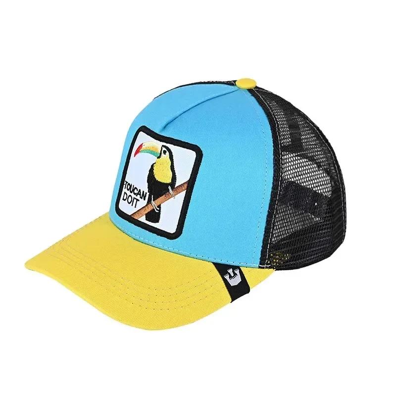 Бейсбольные кепки для мужчин и женщин Snapback в стиле хип-хоп с модной вышивкой животных, летние дышащие сетчатые кепки для дальнобойщиков, уличная одежда Bone