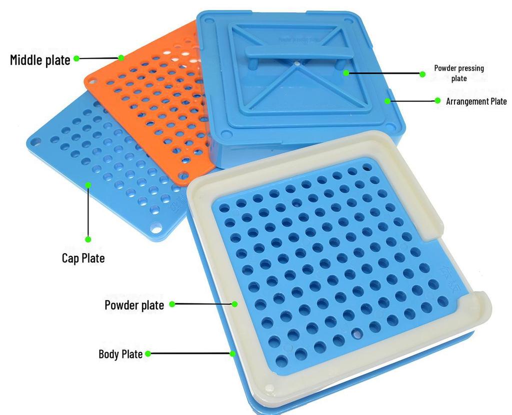 Ручная пластина для заполнения капсул со 100 отверстиями для капсул размера 0