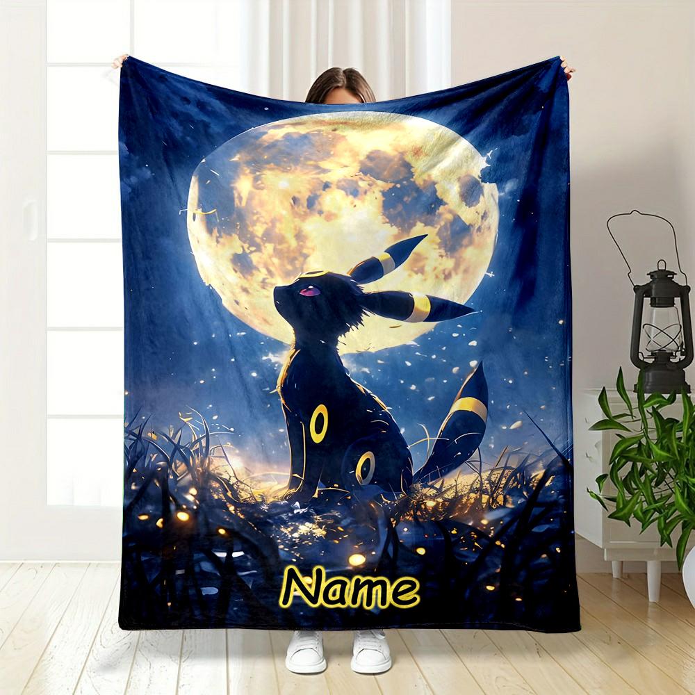 DIY Blanket P0kem0n Umbreon Printed with Name All Seasons for Couch - Super Soft Cozy Blankets for Women, Cute Gifts for Girls