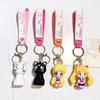4 Style Anime Sailor Moon Keychain Cartoon Cute Cat Figures Keyring Mars Jupiter Mercury Backpack Car Key Chain Christmas Gifts