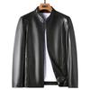 Кожаная куртка, мужская осенне-зимняя новая мужская куртка с воротником-стойкой, мягкая кожаная куртка, мужская свободная повседневная кожаная куртка