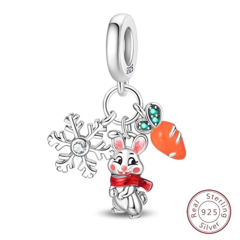 Shining 925 Silver Zircon Inlaid with Winter Designer Charms Beads Fit Wedding and Festival DIY Fine Jewelry Gifts