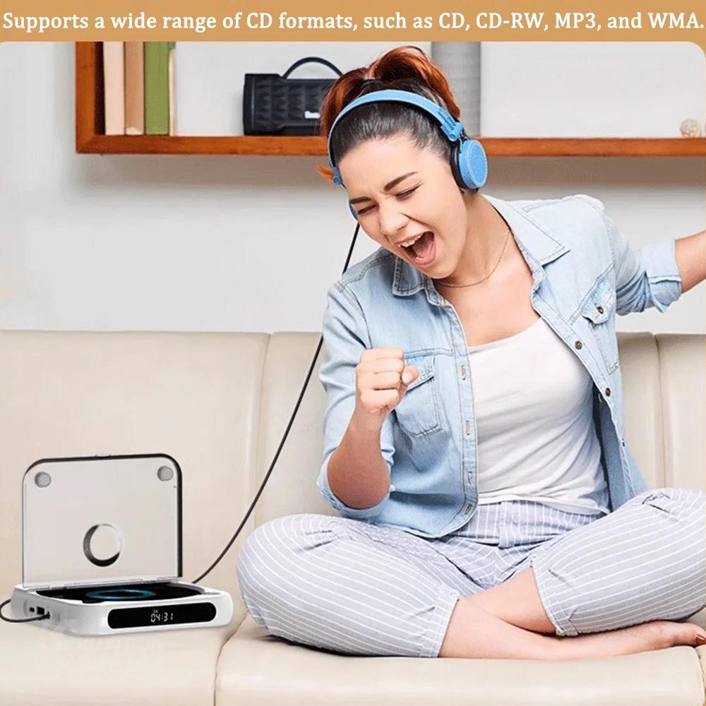 Портативный CD-плеер с Bluetooth, поддержкой USB/TF/AUX, перезаряжаемой батареей 2000 мАч, ЖК-дисплеем - Модель KC-918
