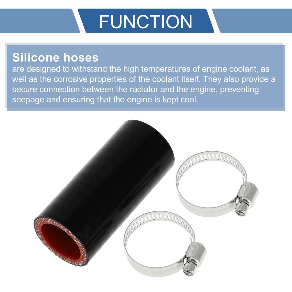 X AUTOHAUX Silicone Hose, Straight Silicone Tube, Black, Length 3.0 Inches (76 Mm), Inner